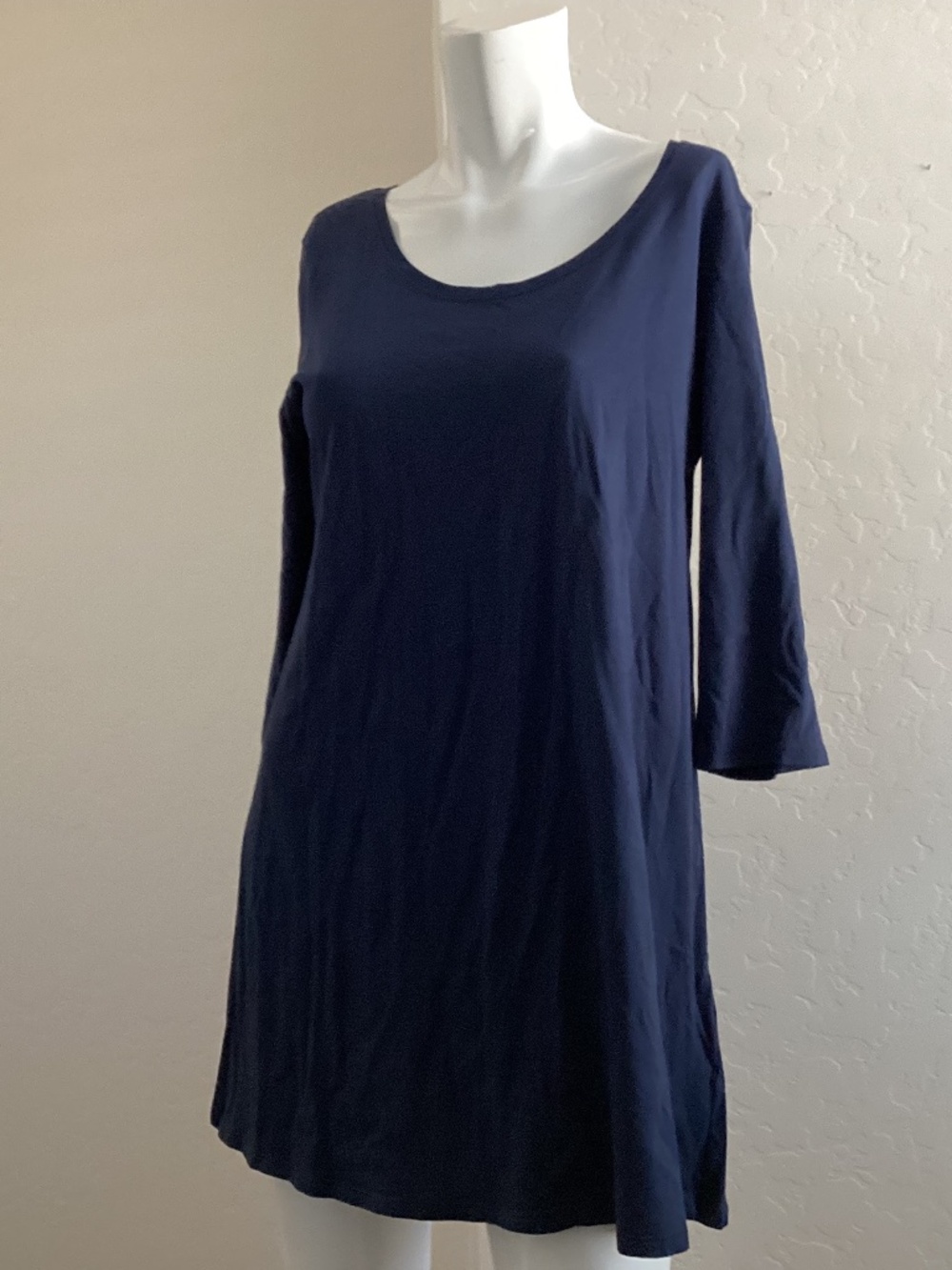 Pure Jill Ballet-Sleeve Tunic, size M, navy blue, 3/4 sleeves